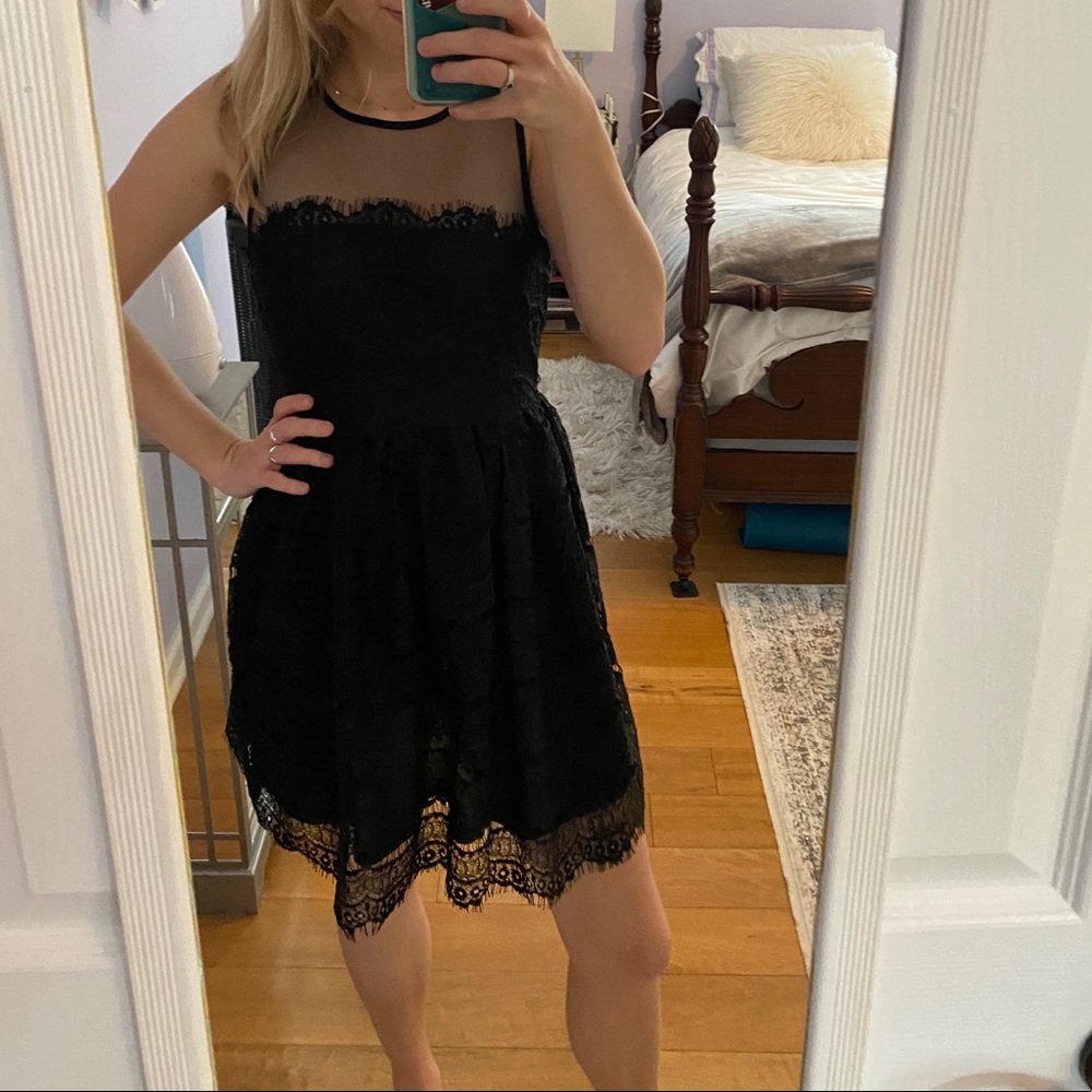 Black Lace Overlay Dress